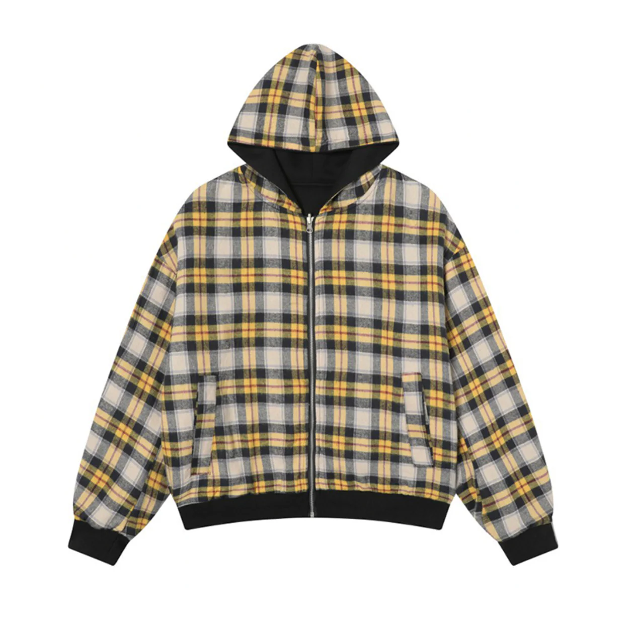 Black and Yellow Plaid Reversible Zip - Image 2