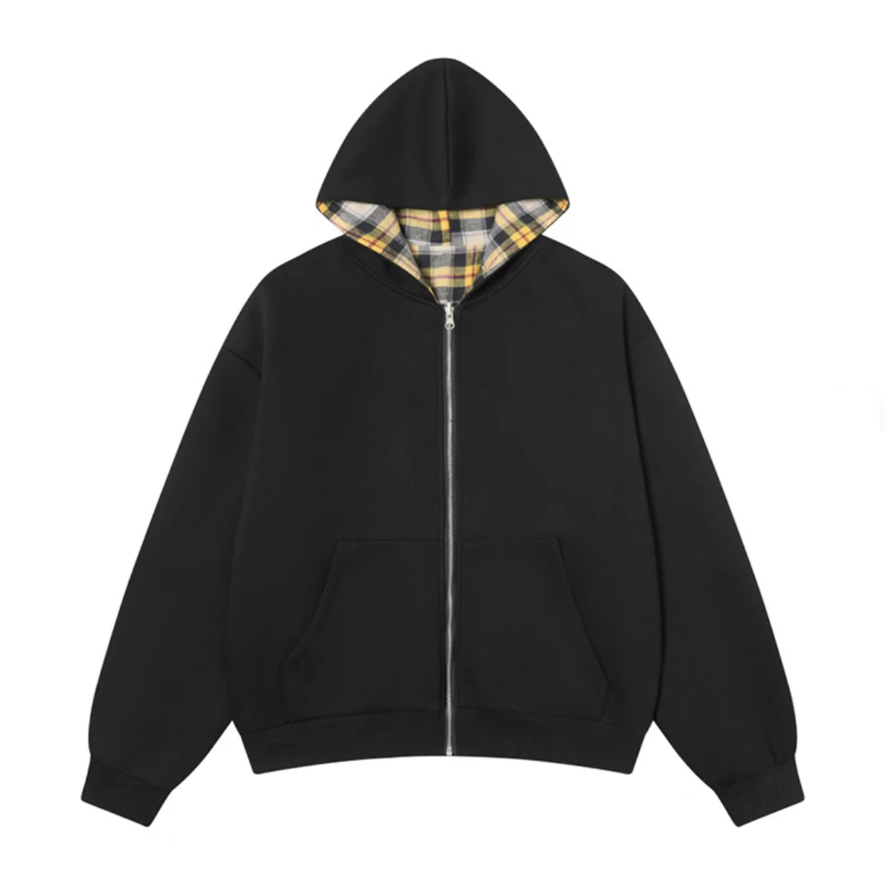 Black and Yellow Plaid Reversible Zip - Image 3