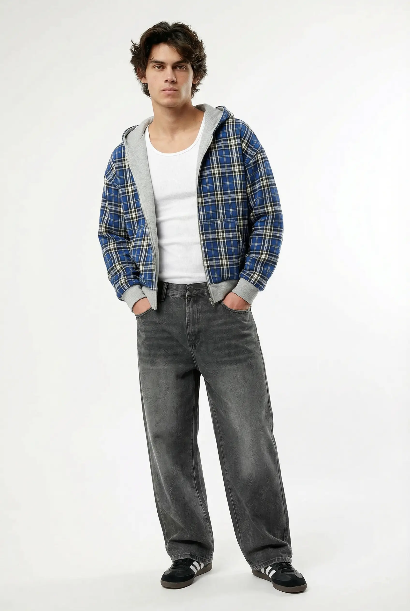 Blue Plaid Reversible Zip - Image 5