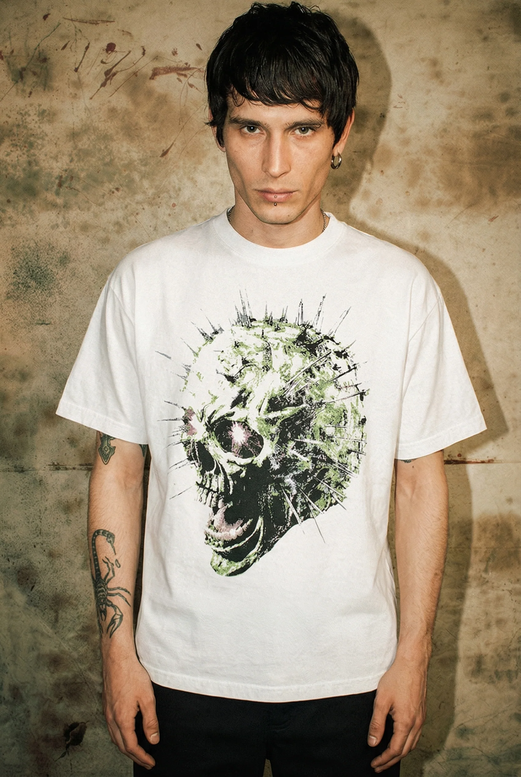 Green Skully T-Shirt White - Image 2